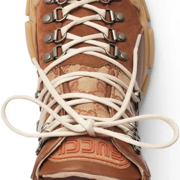 Gucci Brown Leather Hiking Boots with Cream Tongue - Picture 6 of 6